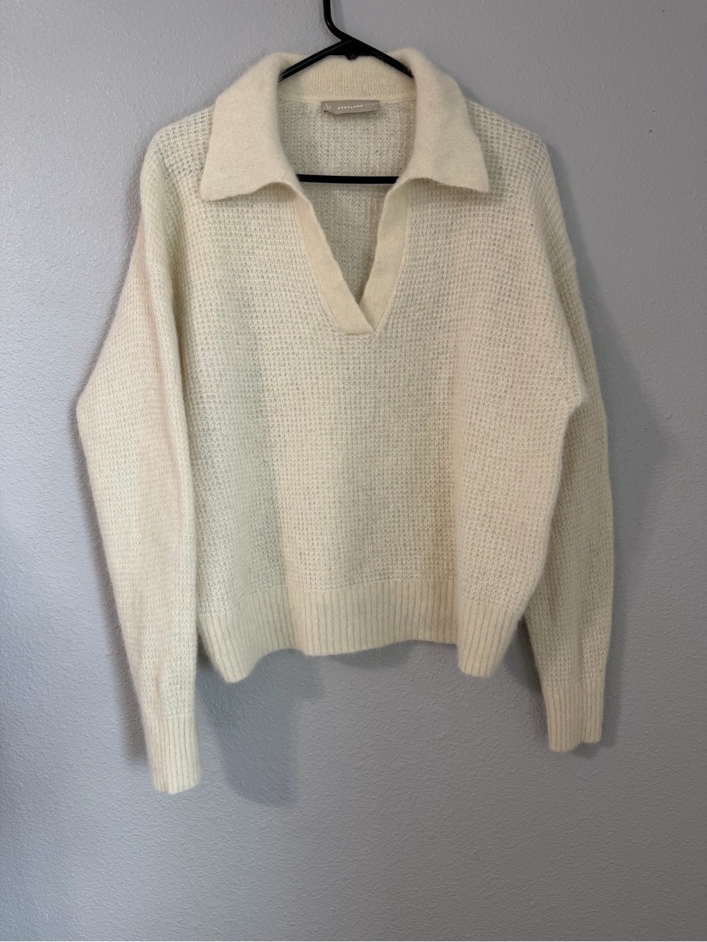 Everlane Alpaca-Blend Polo Sweater, Cream, Size - Picture 2 of 8